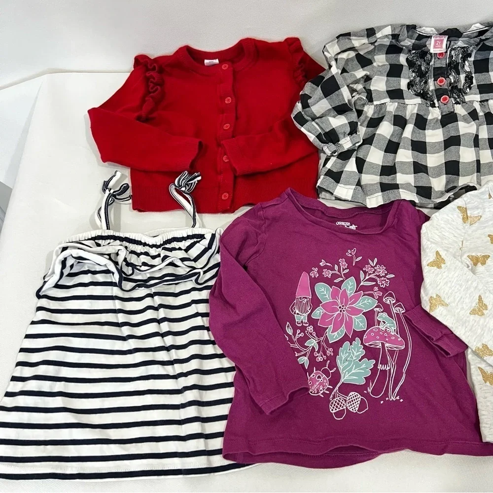 Bundle Lot of 10 Piece Size 2 Toddler Carter's Baby Clothing Tops And Bottom PJ